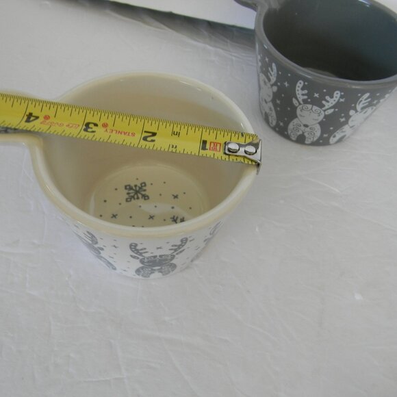 Temp-tations Holiday Set of 3 Petite Serving Bowls w/ 2 Spoons GREY REINDEER - Picture 4 of 5